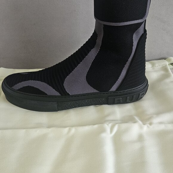 NWT Burberry Men's Black Knitted Stretch Sub High-top Sneakers - Picture 6 of 12